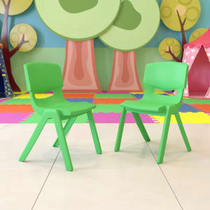 Flash Furniture Plastic Stackable School Chairs With 15-1/2in Seat Height, Green, Set Of 2 Chairs