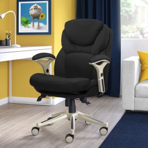 Serta Claremont Ergonomic Bonded Leather Mid-Back Office Chair, Dark Gray/Silver
