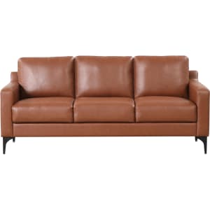 Serta Florence Faux Leather Sofa, 35inH x 78inW x 33-1/2inD, Brown
