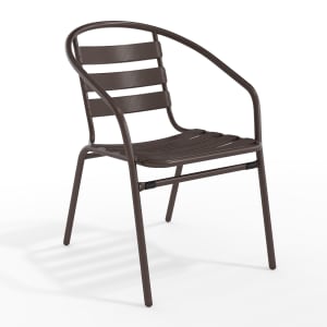 Flash Furniture Metal Slat-Back Restaurant Stack Chairs, Bronze