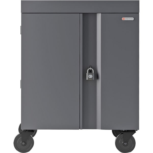 Bretford CUBE Cart - 2 Shelf - 4 Casters - Steel - 30in Width x 26.50in Depth x 37.50in Height - Charcoal - For 32 Devices