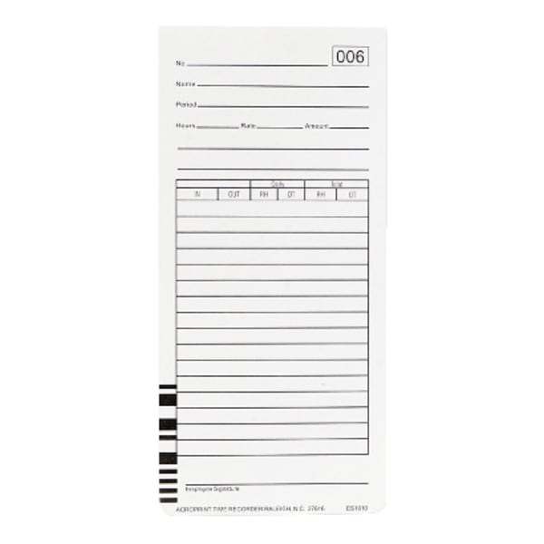 Acroprint Weekly Time Cards For Acroprint ES1000 Atomic Totalizing Payroll Recorder , 10in x 4in, Beige, Pack Of 100