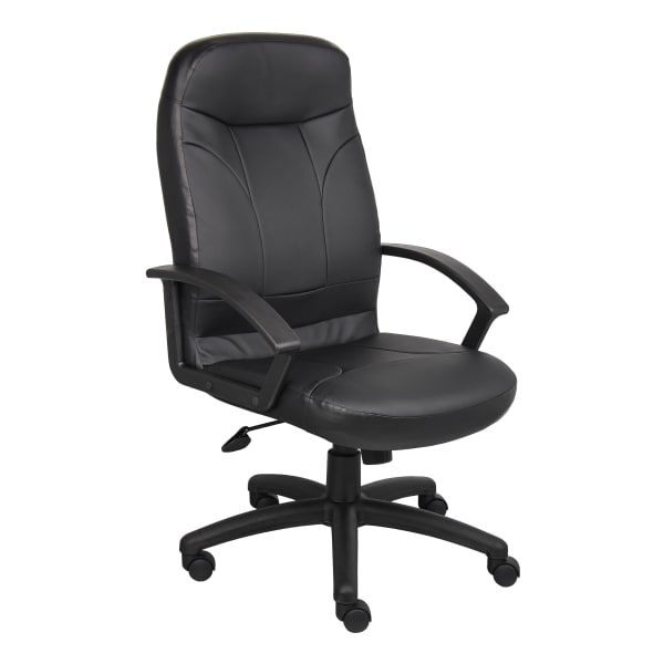 Boss Office Products High-Back Ergonomic Leather Managers Chair, Black