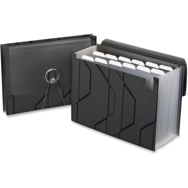 Pendaflex Expanding File With Sliding Cover, 13 Pockets, Letter Size, Black