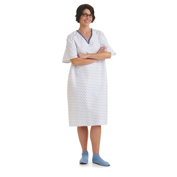 Medline Overlap Back-Closure IV Patient Gowns, 54in, Demure, Pack Of 12