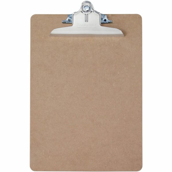 Saunders Brown Hardboard Clipboards - 1in Clip Capacity - 8 1/2in x 11in Sheet Size - Spring Clip - Standard - Hardboard - Brown - 1 Each