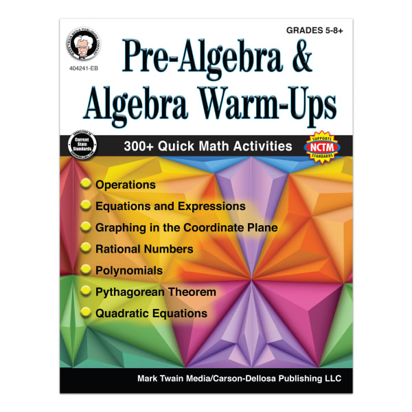 Mark Twain Media Pre-Algebra And Algebra Warm-Ups Workbook, Grades 5 - 12