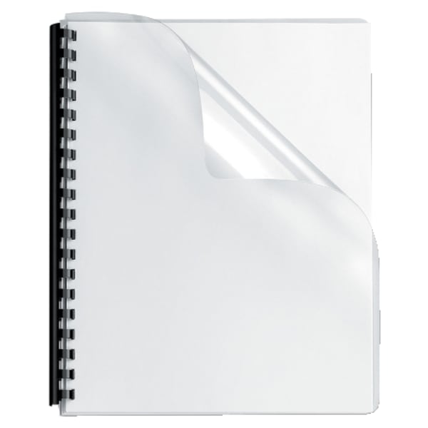 Fellowes Clear Presentation Binding Covers with Round Corners, Oversized 8 3/4in x 11 1/4in, PVC 8mil, Pack Of 100