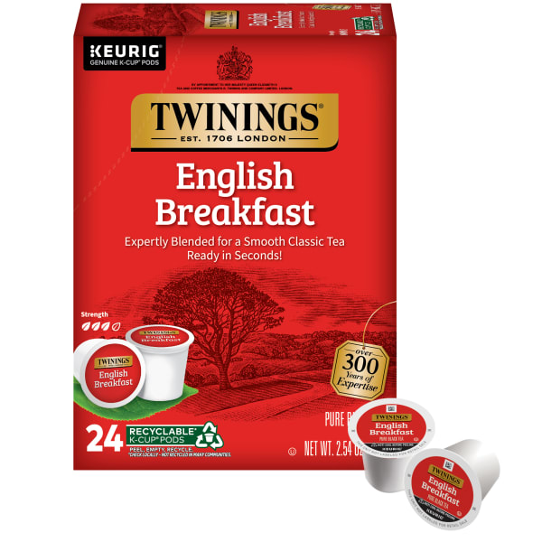 Twinings English Breakfast Tea, Keurig K-Cup Pods, 24/Box