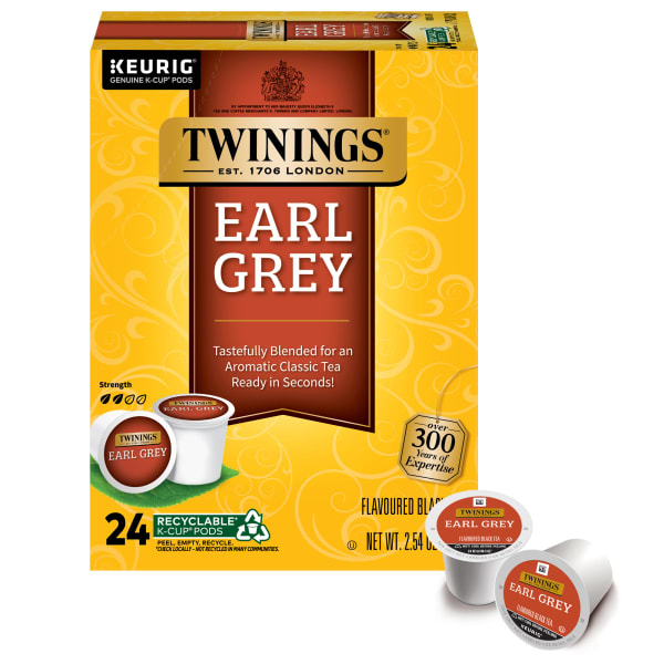Twinings Earl Grey Tea, Keurig K-Cup Pods, 24/Box