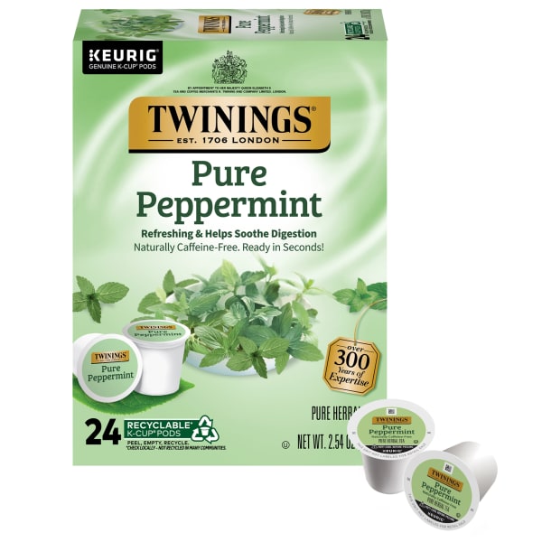 Twinings Pure Peppermint Tea, Keurig K-Cup Pods, 24/Box