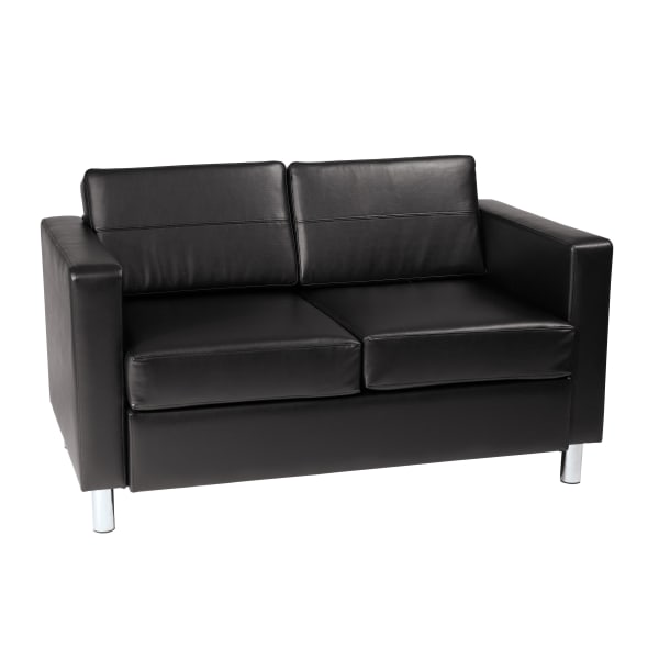 Ave Six Pacific Avenue Vinyl Loveseat, Black/Chrome