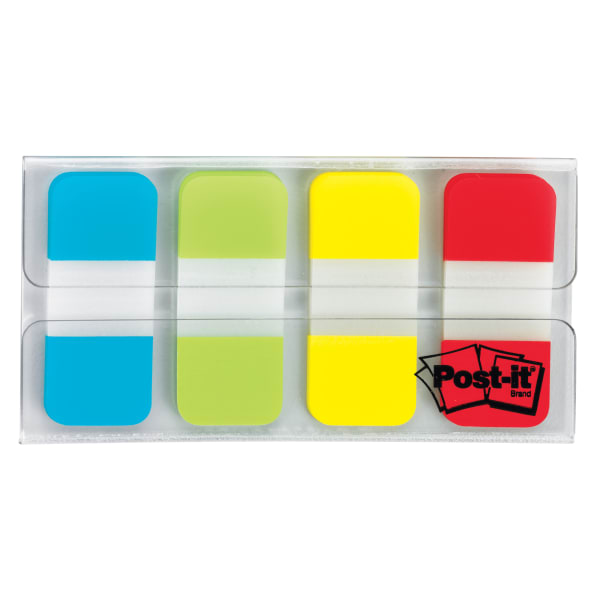 Post-it Tabs, .625 in., 10/Color, 40/Dispenser, Solid, Aqua, Yellow, Pink, Violet
