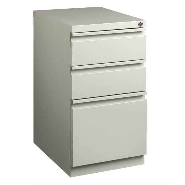 WorkPro 20inD Vertical 3-Drawer Mobile Pedestal File Cabinet, Light Gray