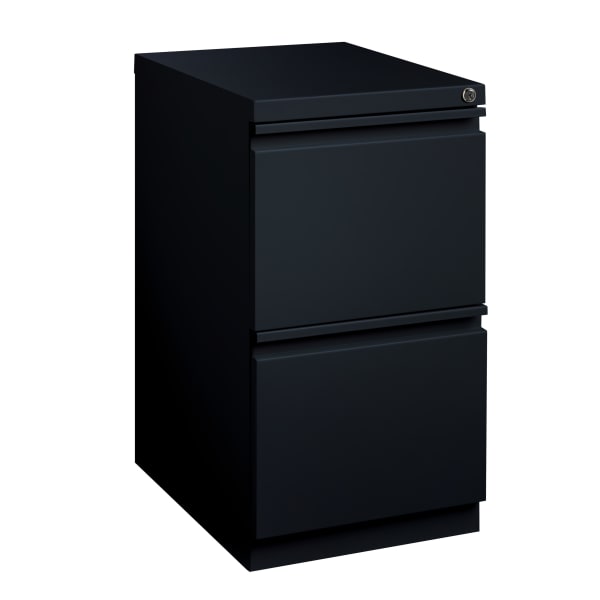 WorkPro 20inD Vertical 2-Drawer Letter-Size Mobile Pedestal File, Metal, Black