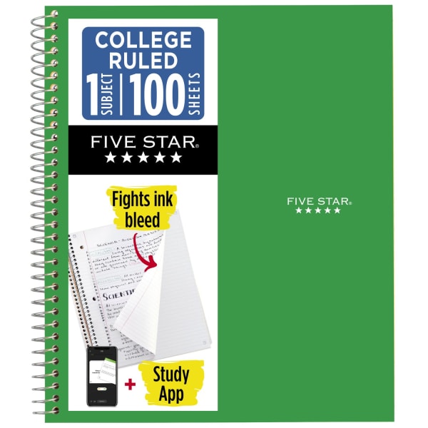 Five Star Notebook, Letter Size, 1 Subject, College Ruled