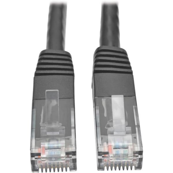 Tripp Lite Cat6 Gigabit Molded Patch Cable RJ45 M/M 550MHz 24 AWG Black 25ft - 128 MB/s - Patch Cable - N200025BK