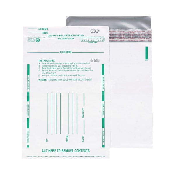 Quality Park Night Deposit Bags, 10in x 13in, White, Pack Of 100