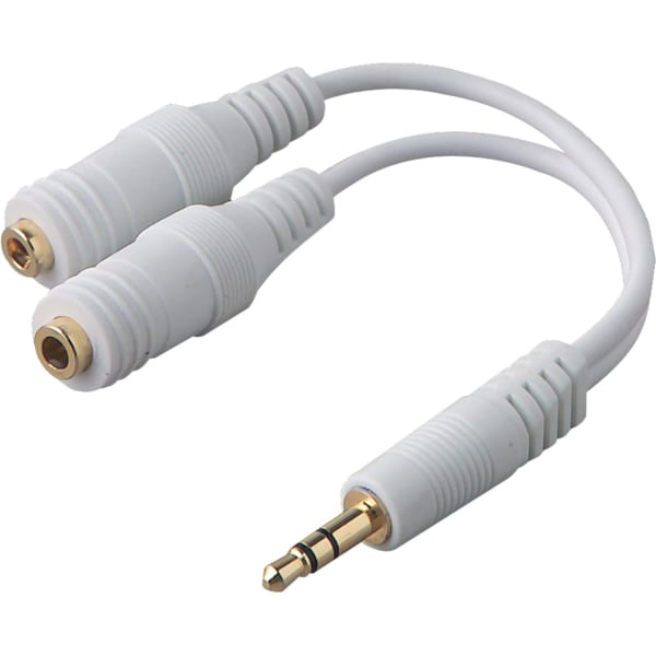 Belkin Speaker and Headphone Splitter - Mini-phone Male, Mini-phone Female - 6in - White