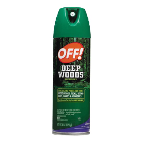 OFF! Deep Woods Insect Repellent - Spray - Kills Mosquitoes, Ticks, Black Flies, Sand Flies, Chiggers, Fleas, Gnats - 6 fl oz - Green - 12 / Carton