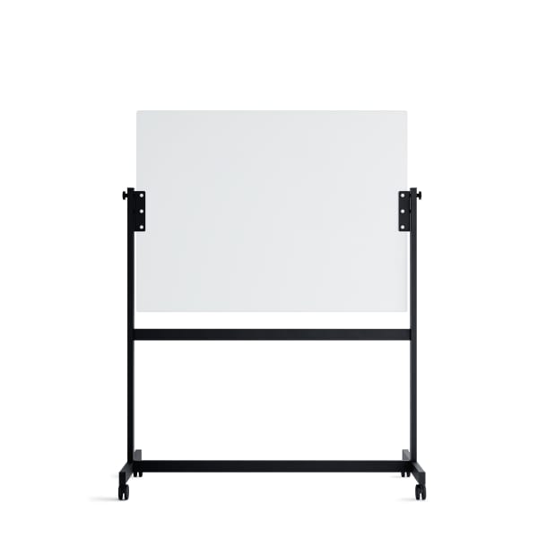 U Brands Magnetic Glass Dry-Erase Board Rolling Easel, 48in X 36in, White Frosted Surface, Actual Size 47in X 35in (2368U00-01)