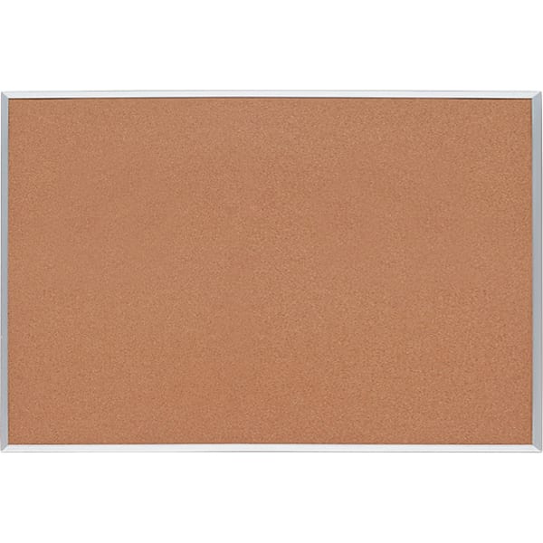 Lorell Basic Cork Board, 36in x 24in, Aluminum Frame With Brown Finish
