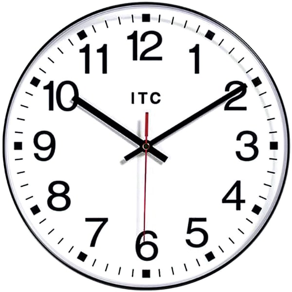 Infinity Instruments Round Wall Clock, 12in, Black/White