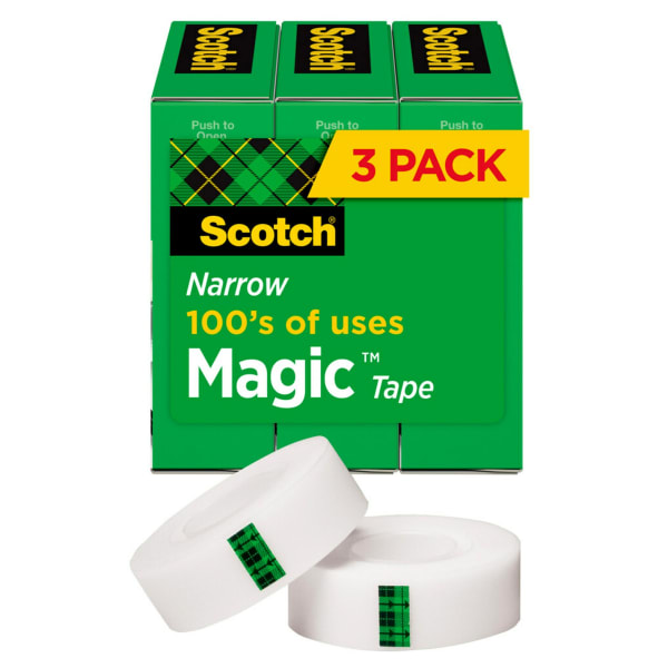 Scotch Magic Tape, Invisible, 3 Tape Rolls, 1/2 in x 1296 in, Home Office Supplies and School Supplies for College and Classrooms