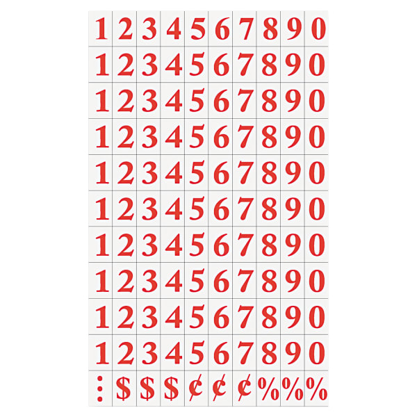 MasterVision Magnetic Numbers & Symbols, 3/4in x 1/2in, Red, Pack Of 112