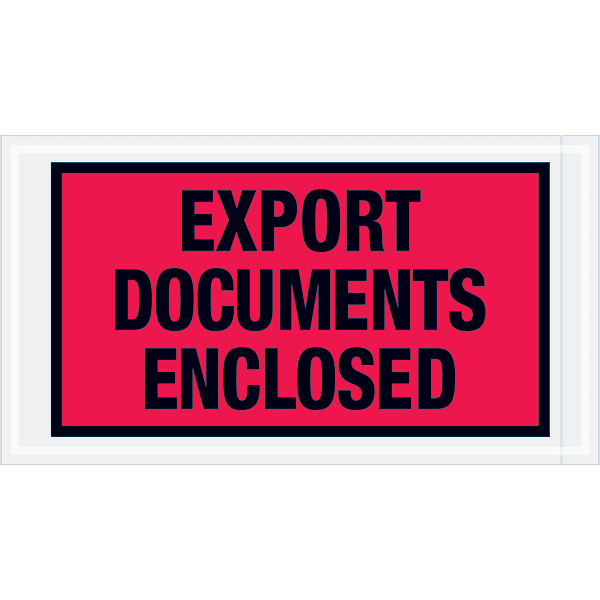 Tape Logic Preprinted Packing List Envelopes, Export Documents Enclosed, 5 1/2in x 10in, Red, Case Of 1,000