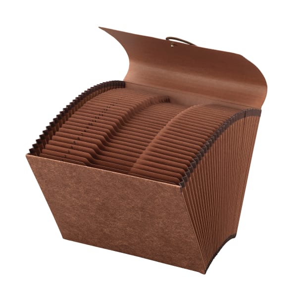 Office Depot Brand Paper Expanding File With Flap, 31 Pocket, Expansion 2in, 8 1/2in x 11in, Letter, 30 % Recycled, Brown, Pack of 1