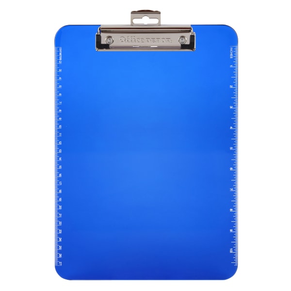 Office Depot Brand Plastic Clipboard, 9in x 12-1/2in, Blue