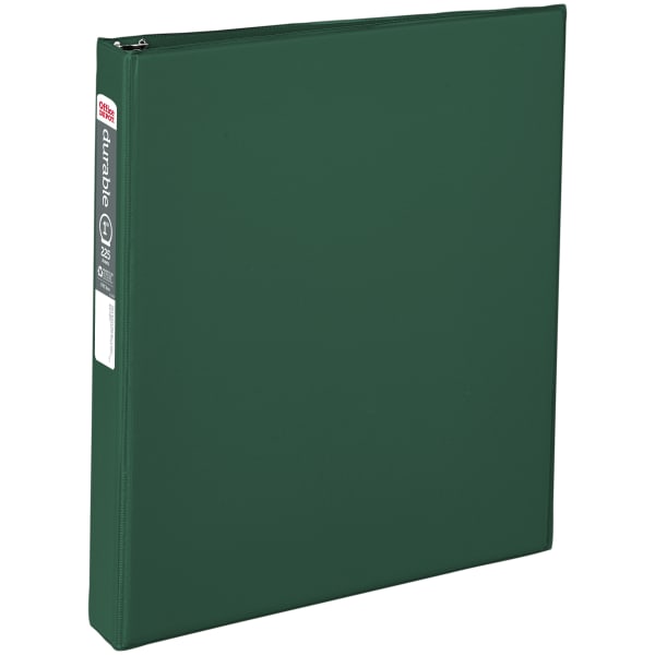 Office Depot Brand Durable Reference 3-Ring Binder, 1in Round Rings, Dark Green