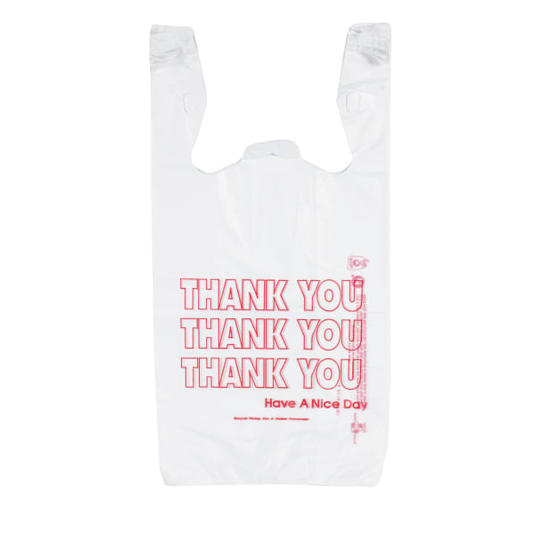 Inteplast Hilex Poly Thank You Bags, 21inH x 11 1/2inW x 6 1/2inD, White, Pack Of 500