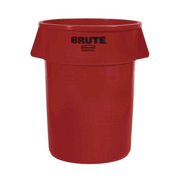 Rubbermaid Brute Round Plastic Trash Can, 31 1/2in x 24in, 44 Gallons, Red