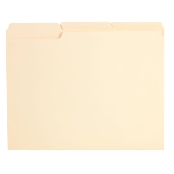 Office Depot Brand Reinforced File Folders, 1/3-Cut Tabs, Legal Size, Manila, Box Of 100