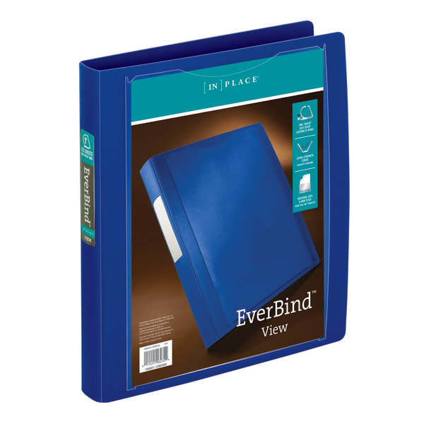 Office Depot Brand EverBind View 3-Ring Binder, 1in D-Rings, Blue