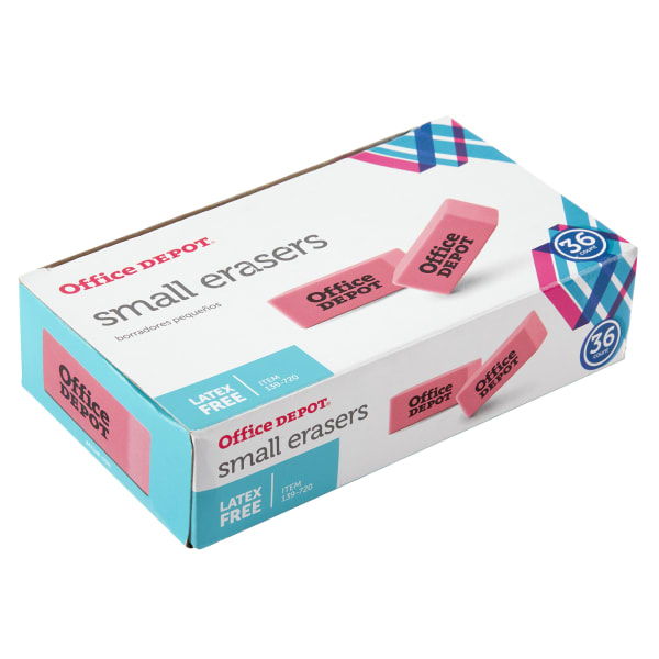 Office Depot Brand Pink Bevel Erasers, Small, Box Of 36