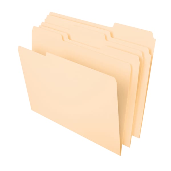 Office Depot Brand Heavyweight Manila File Folders, 1/3 Cut, Letter Size (8-1/2in x 11in), Manila, Box Of 50 Folders