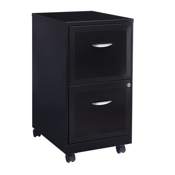 Realspace 18inD SOHO Vertical Mobile Letter-Size File Cabinet, 2 Drawers, Black