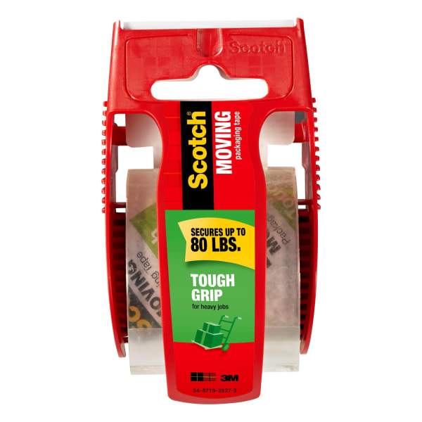 Scotch Tough Grip Moving Packing Tape With Dispenser, 1-7/8in x 22.2 Yd., Clear