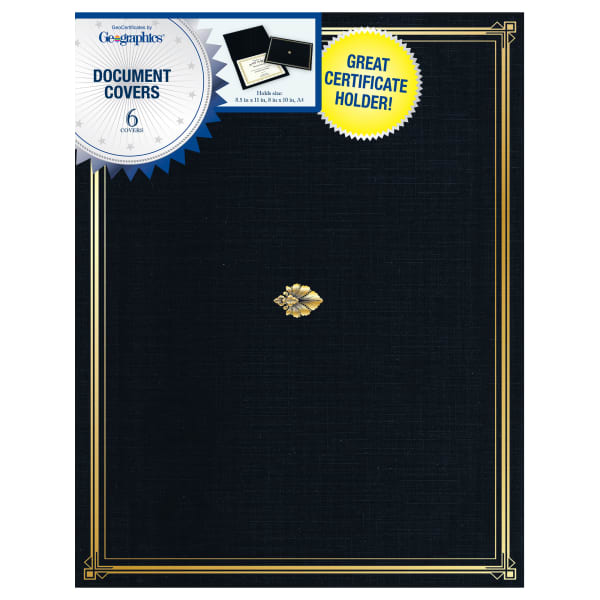 Geographics 30% Recycled Document Covers, 9 3/4in x 12 1/2in, Black, Pack Of 6