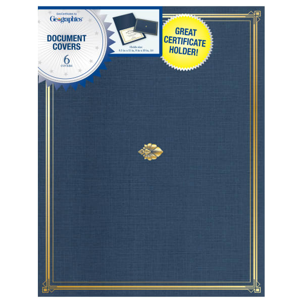 Geographics 30% Recycled Document Covers, 9 3/4in x 12 1/2in, Navy Blue, Pack Of 6