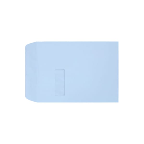 LUX #9 1/2 Open-End Window Envelopes, Top Left Window, Gummed Seal, Baby Blue, Pack Of 50