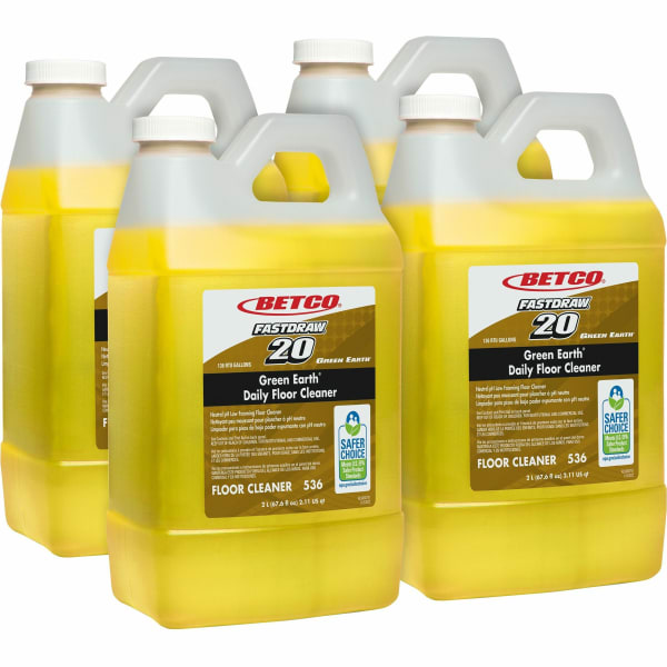 Betco Green Earth Daily Floor Cleaner, 76 Oz Bottle, Yellow, Case Of 4