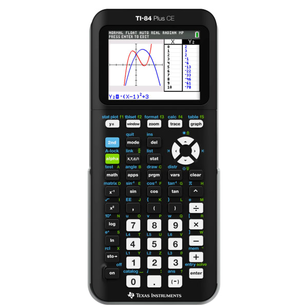 Texas Instruments TI-84 Plus CE Color Graphing Calculator, Black/White