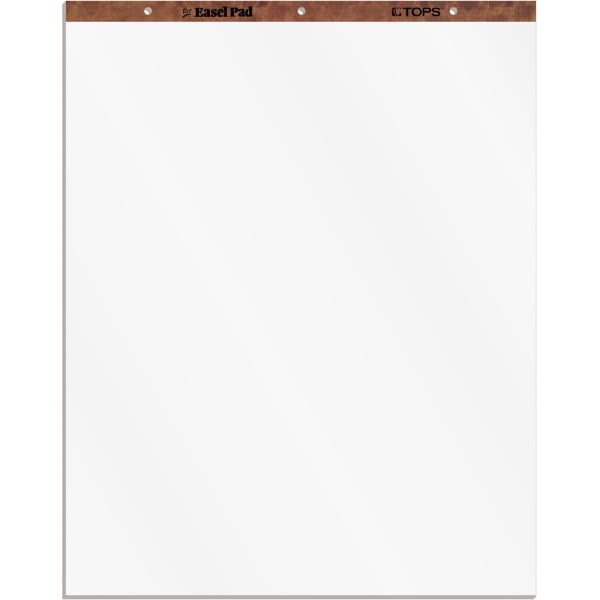 TOPS Plain Paper Easel Pads - 50 Sheets - Plain - 16 lb Basis Weight - 27in x 34in Sheet Size - White Paper - Perforated, Bond Paper, Leatherette Head Strip - 2 / Carton