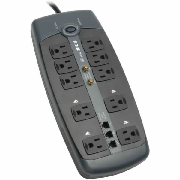 Eaton Tripp Lite Series Protect It! 10-Outlet Surge Protector, 8-ft. Cord, 3345 Joules, Tel/Modem/Coaxial Protection - TLP1008TELTV