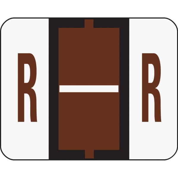 Smead BCCR Bar-Style Permanent Alphabetical Labels, R, Brown, Roll Of 500
