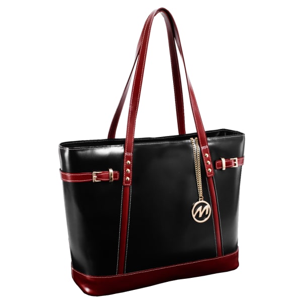 McKleinUSA Serafina Tote, 15inH x 12 1/2inW x 6inD, Black/Red